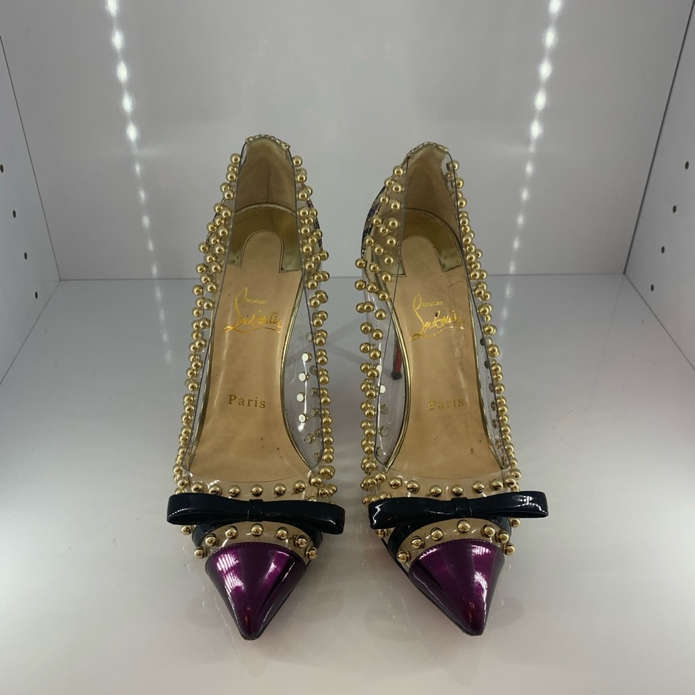 Christian louboutin glitter Studded clear pumps 38 - Picture 2 of 5